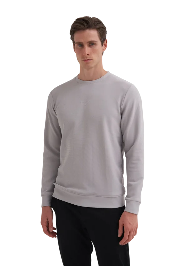 Cazador CAZ Bisiklet Yaka Gri Erkek Sweatshirt - 1