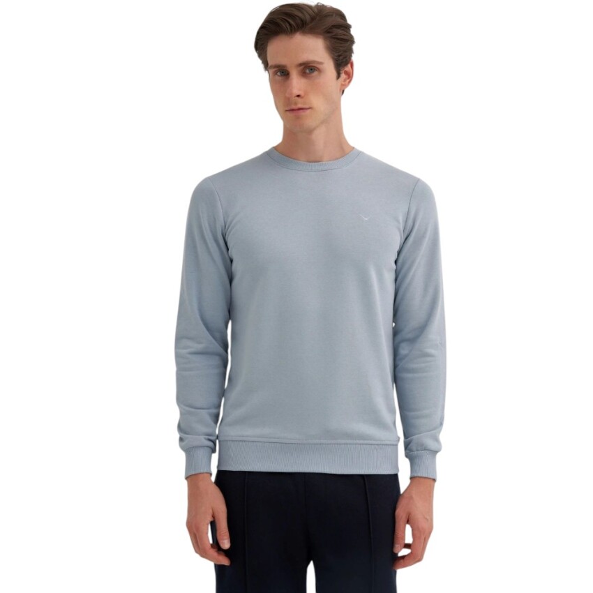 Cazador CAZ Bisiklet Yaka Mavi Erkek Sweatshirt - 1