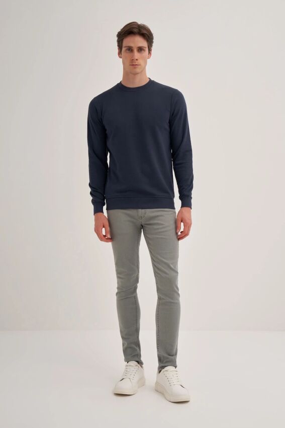 Cazador CAZ Bisiklet Yaka Mavi Erkek Sweatshirt - 3