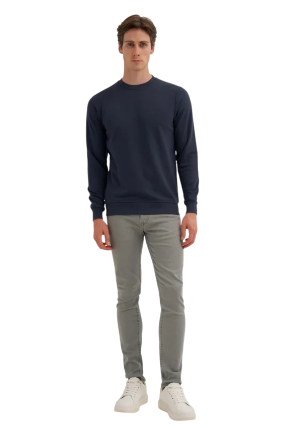 Cazador CAZ Bisiklet Yaka Mavi Erkek Sweatshirt - 3