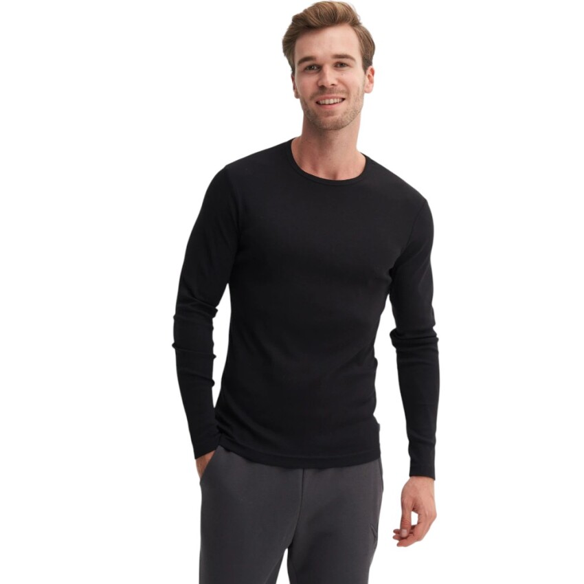 Cazador CAZ Bisiklet Yaka Siyah Erkek Sweatshirt - 1