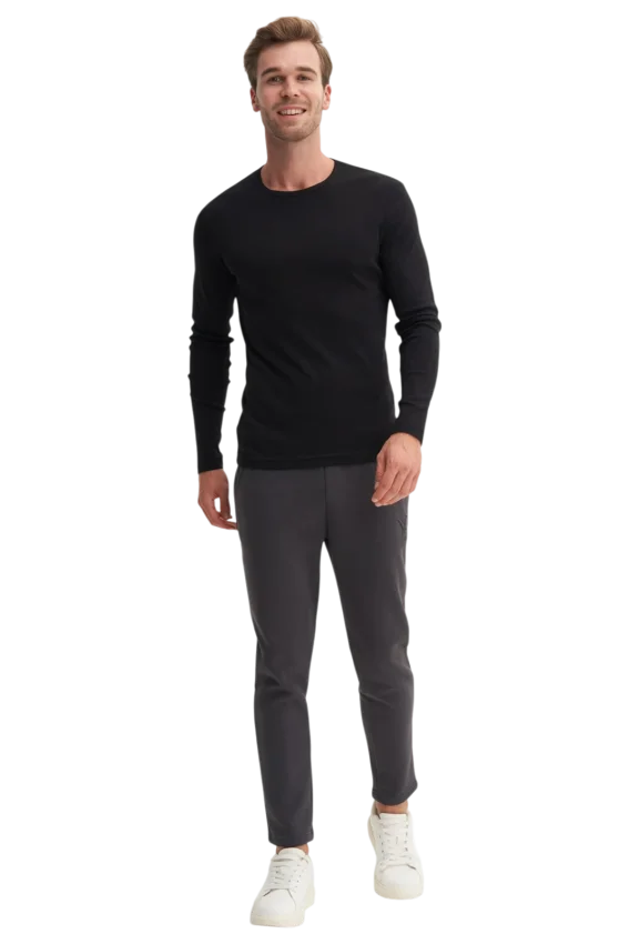 Cazador CAZ Bisiklet Yaka Siyah Erkek Sweatshirt - 3