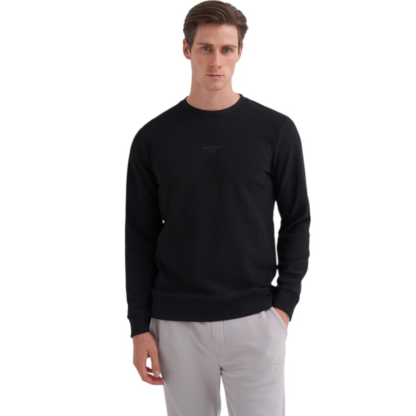 Cazador CAZ Bisiklet Yaka Siyah Erkek Sweatshirt - 1