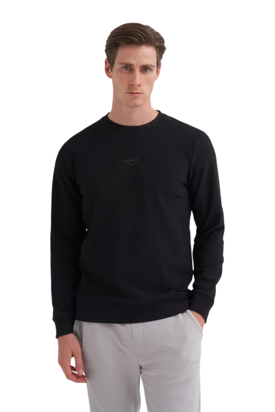 Cazador CAZ Bisiklet Yaka Siyah Erkek Sweatshirt - 1