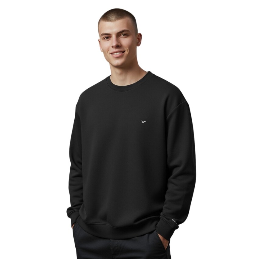 Cazador CAZ Bisiklet Yaka Siyah Erkek Sweatshirt - 1