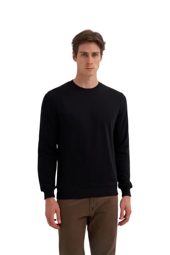 Cazador CAZ Bisiklet Yaka Siyah Erkek Sweatshirt - 1