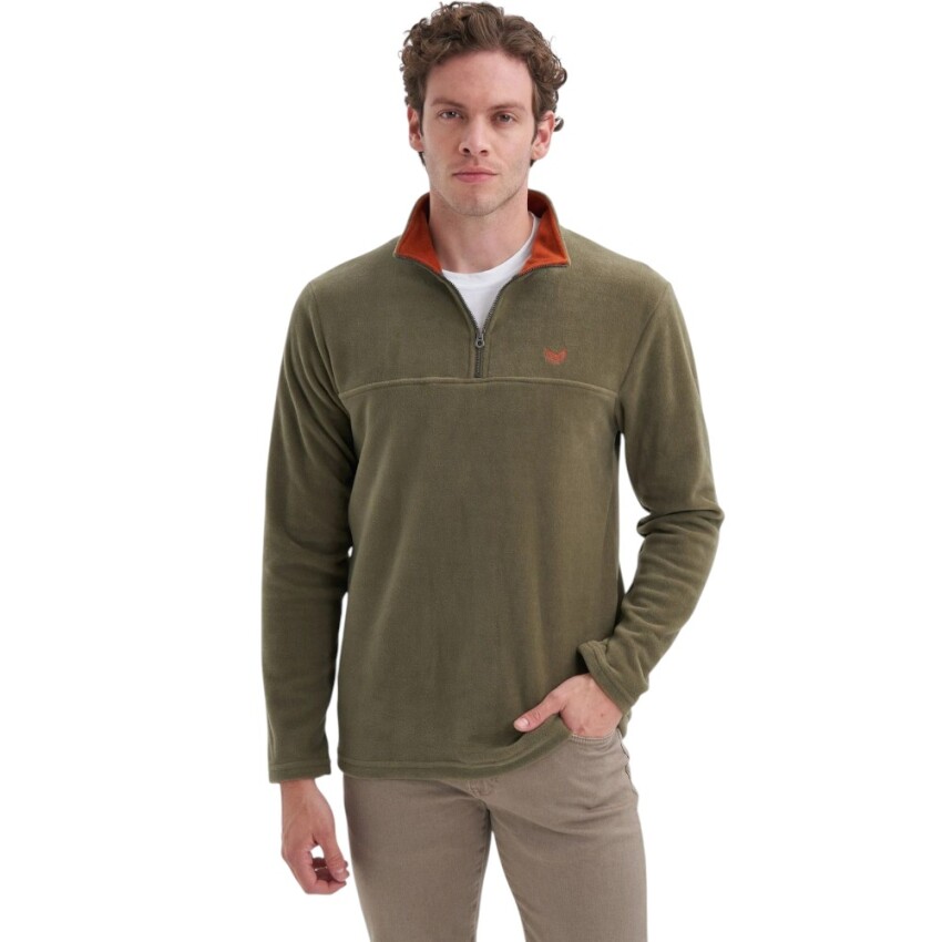 Cazador CAZ Yarım Fermuarlı Haki Erkek Sweatshirt - 1