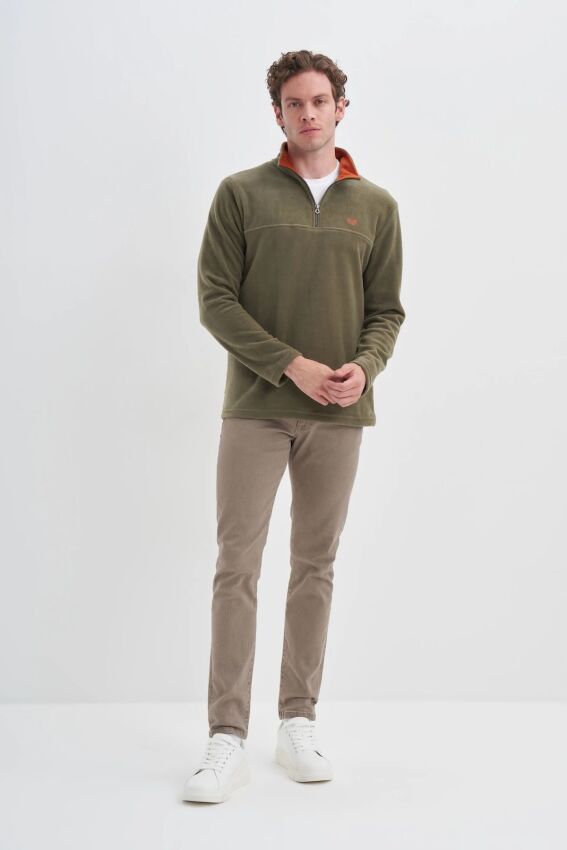 Cazador CAZ Yarım Fermuarlı Haki Erkek Sweatshirt - 3