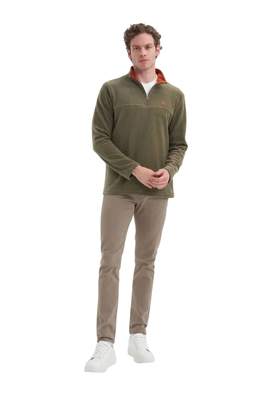 Cazador CAZ Yarım Fermuarlı Haki Erkek Sweatshirt - 3