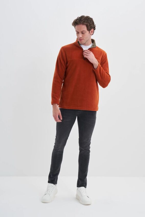 Cazador CAZ Yarım Fermuarlı Kahverengi Erkek Sweatshirt - 3