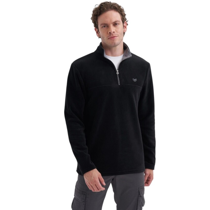 Cazador CAZ Yarım Fermuarlı Siyah Erkek Sweatshirt - 1