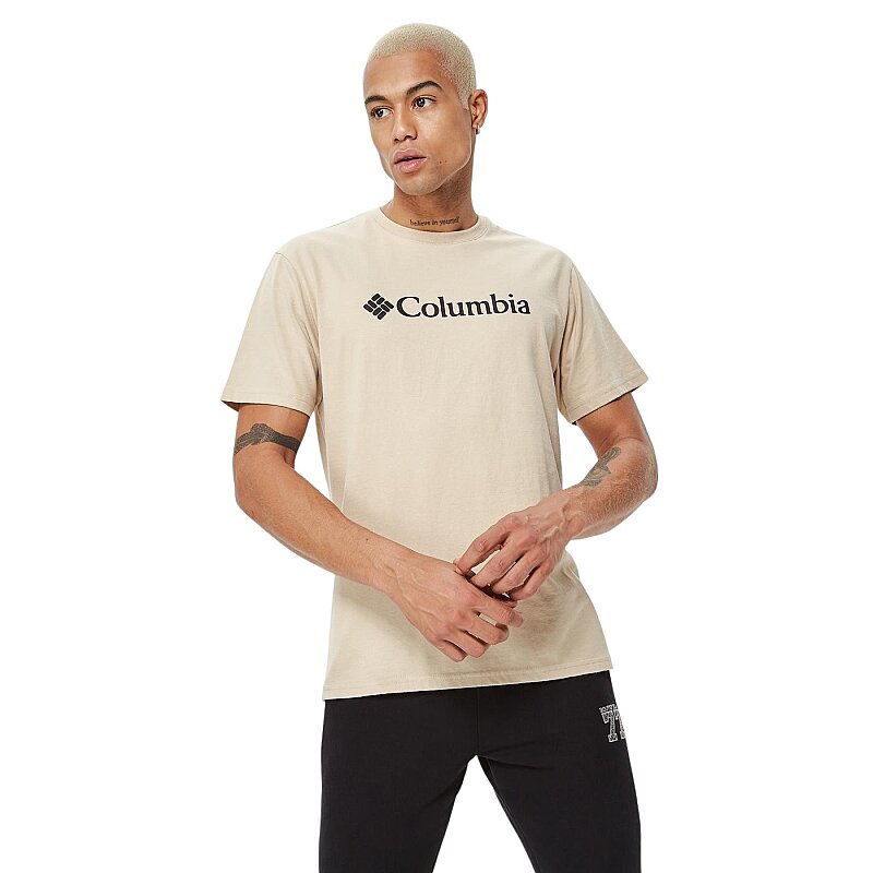 Columbia Basic Big Logo Brushed SS Tee Bej Erkek Tshirt - Columbia