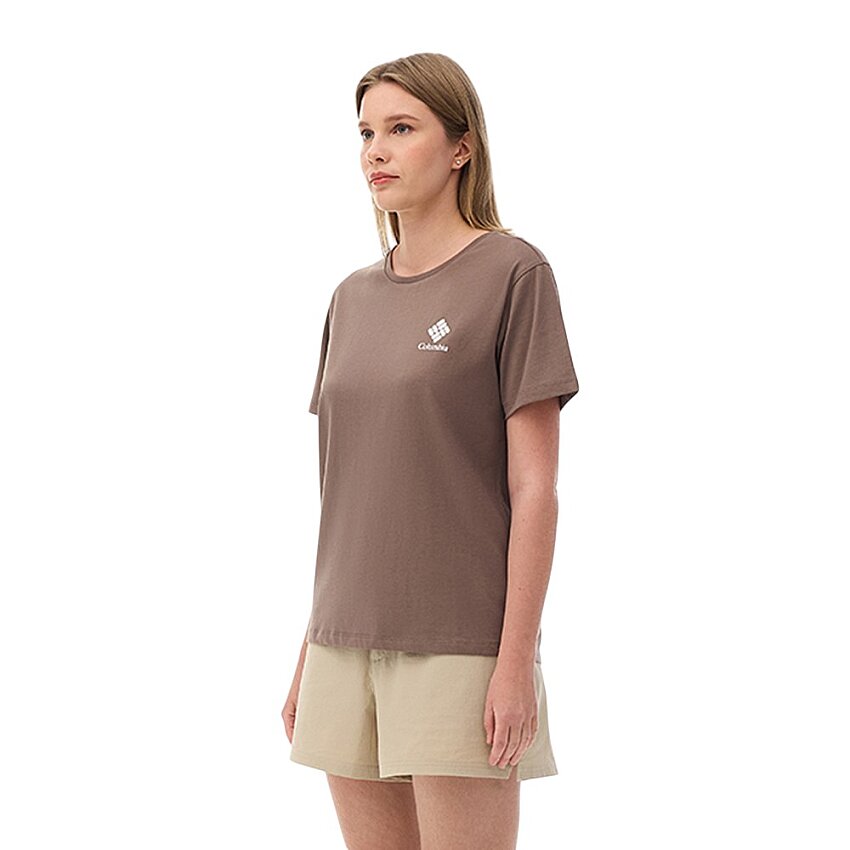 Columbia CS0316 CSC W Stacked Mini Gem Logo Kahverengi Kadın Tshirt - 2