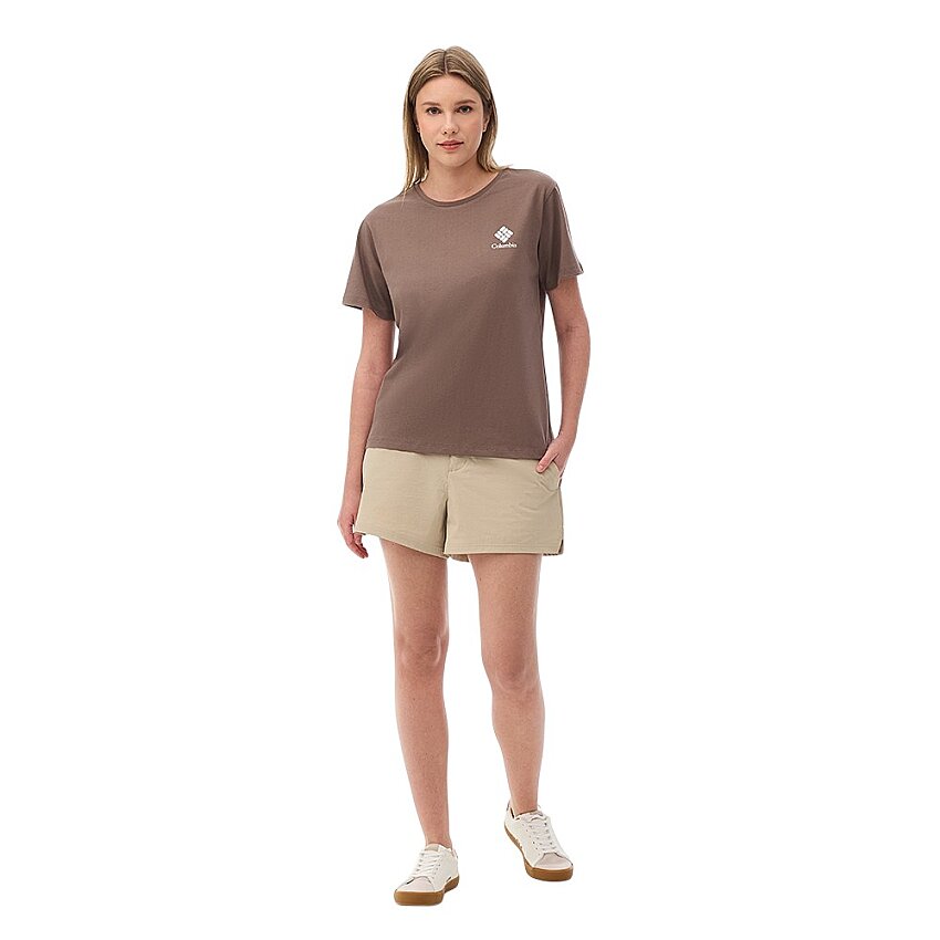 Columbia CS0316 CSC W Stacked Mini Gem Logo Kahverengi Kadın Tshirt - 5