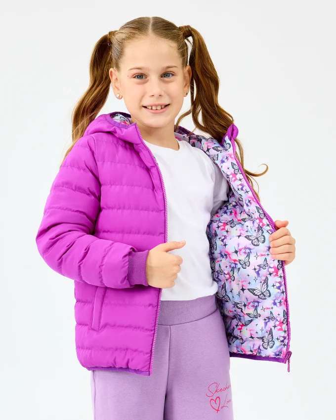 Skechers Double Sided Puffer Mor Çocuk Mont - 3