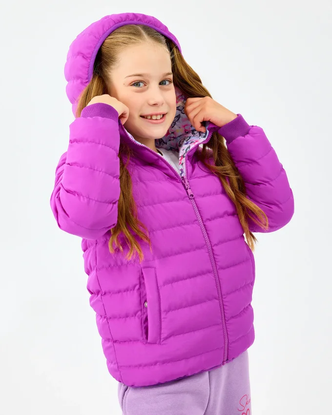 Skechers Double Sided Puffer Mor Çocuk Mont - 5