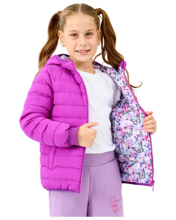 Skechers Double Sided Puffer Mor Çocuk Mont - 1