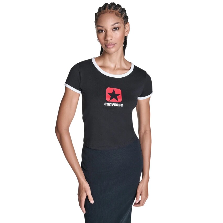Converse Box Star Ringer Tee Siyah Kadın Tshirt - 1