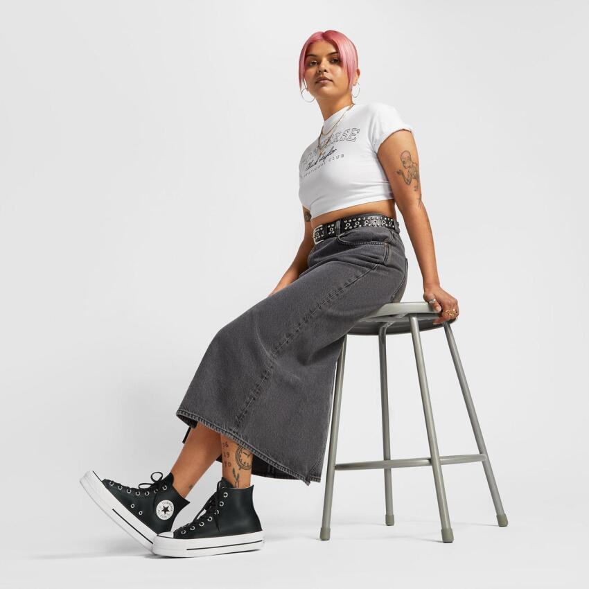 Converse Chuck Taylor All Star Leather Platform SİYAH Kadın Sneaker Ayakkabı - 7