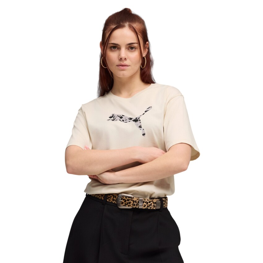 Puma Ess Graphic Animal Bej Kadın Tshirt - 1