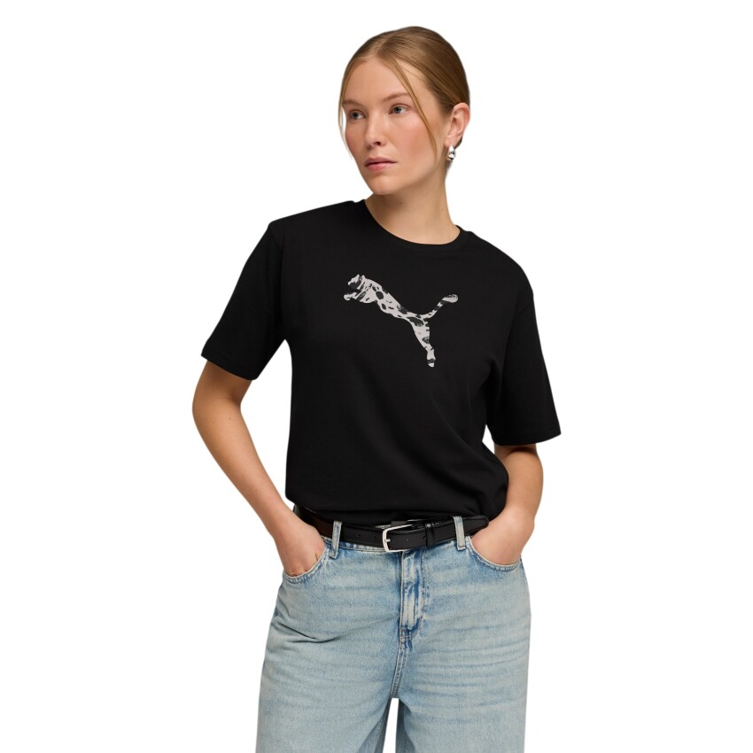 Puma Ess Graphic Animal Siyah Kadın Tshirt - 1