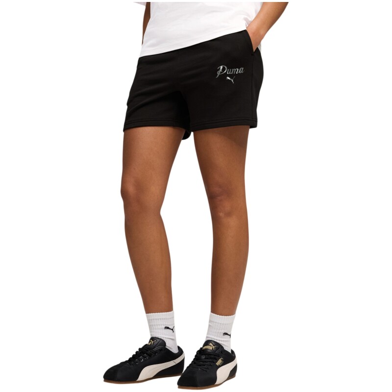 Puma Ess Script High-Waist Siyah Kadın Şort - Puma