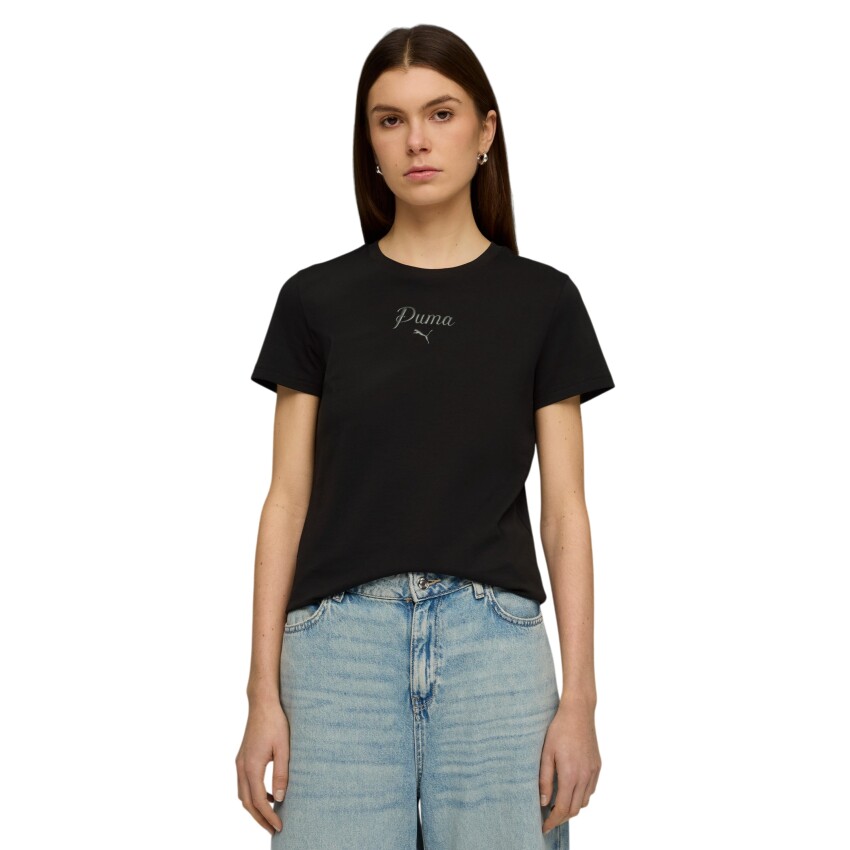 Puma Ess Script Siyah Kadın Tshirt - 1