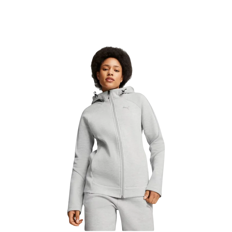 Puma EVOSTRIPE Full-Zip Hoodie Gri Kadın Sweatshirt 