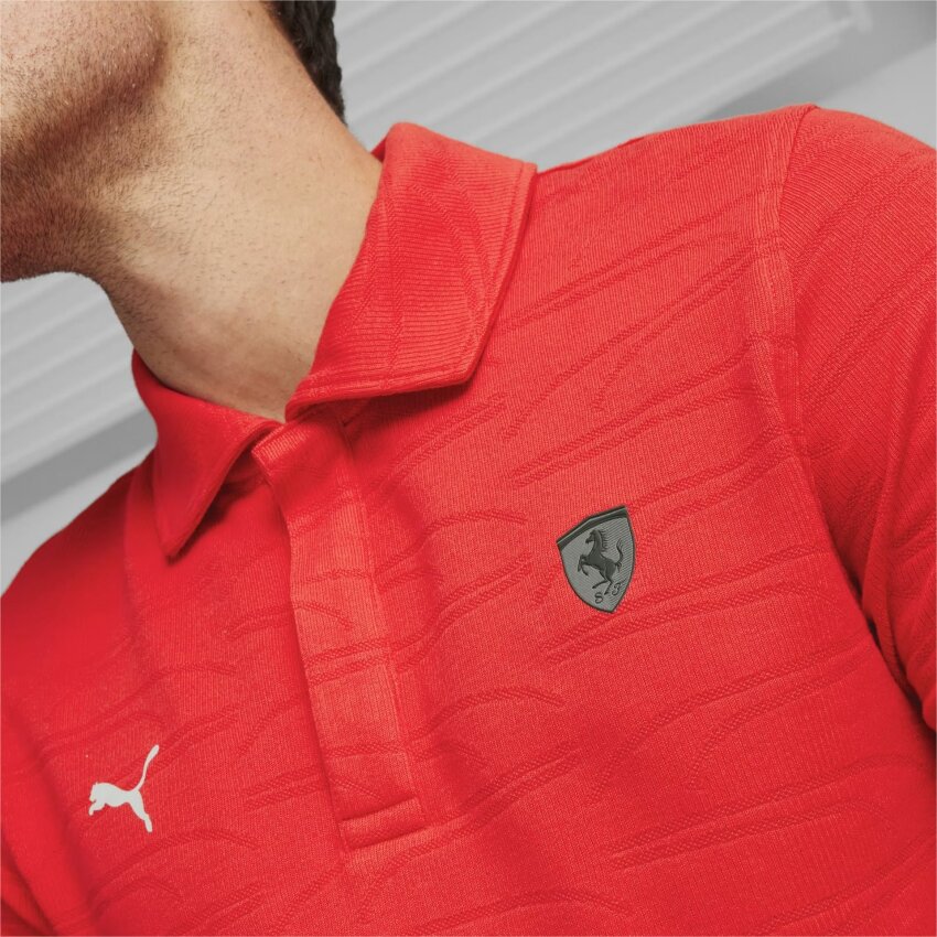Puma Ferrari Style Jacquard Polo KIRMIZI Erkek Polo Tshirt - 5