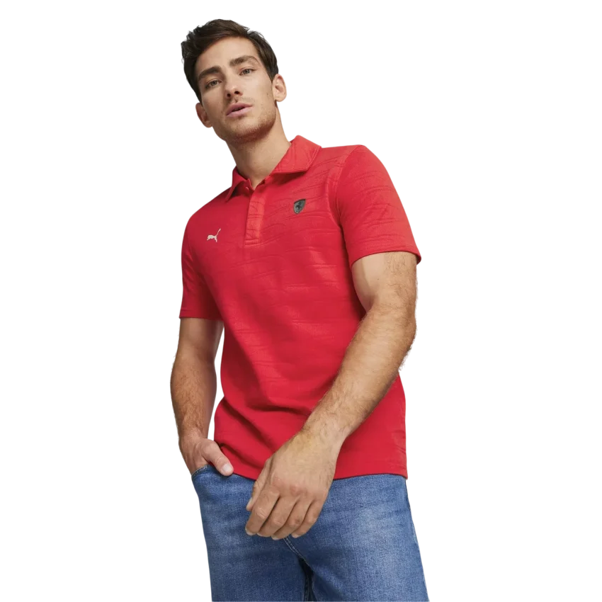 Puma Ferrari Style Jacquard Polo KIRMIZI Erkek Polo Tshirt - 1