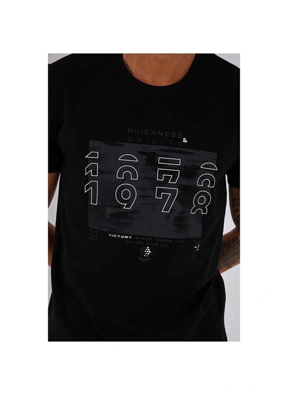 Forinns T-SHİRT O YAKA SİYAH Erkek Tshirt F10ER-03176-01 - 3