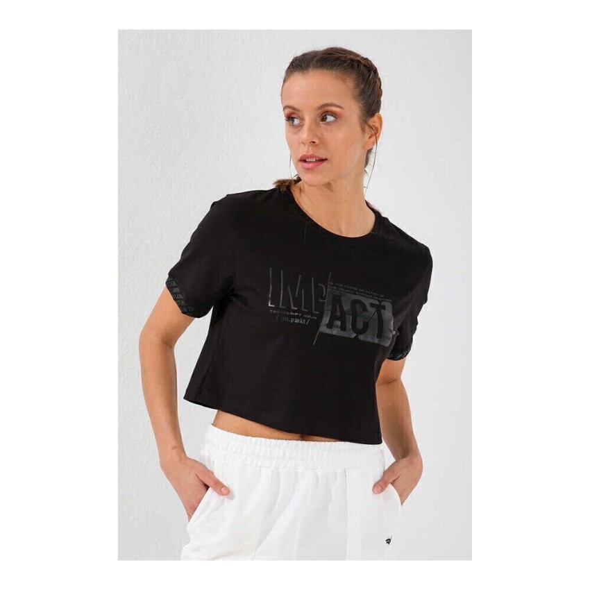 Forinns T-SHİRT O YAKA SİYAH Kadın Tshirt F10BY-03263-01 - 4