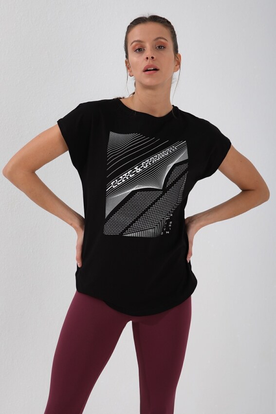 Forinns T-SHİRT O YAKA SİYAH Kadın Tshirt F10BY-03265-01 - 1