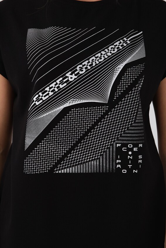 Forinns T-SHİRT O YAKA SİYAH Kadın Tshirt F10BY-03265-01 - 4