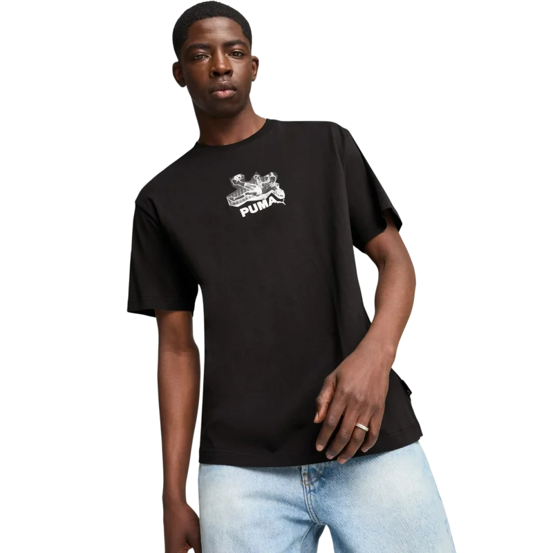 Puma Graphics Bicycle Kick Tee Siyah Erkek Tshirt 