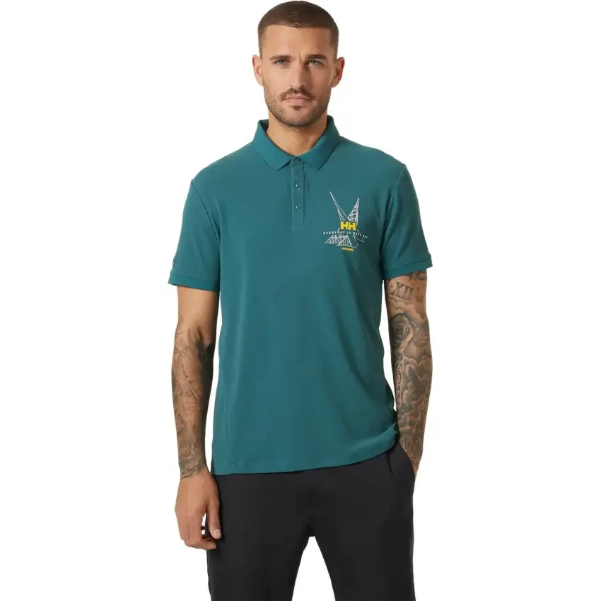 Helly Hansen HP RACE POLO T-SHIRT Yeşil Erkek Polo Tshirt - 1