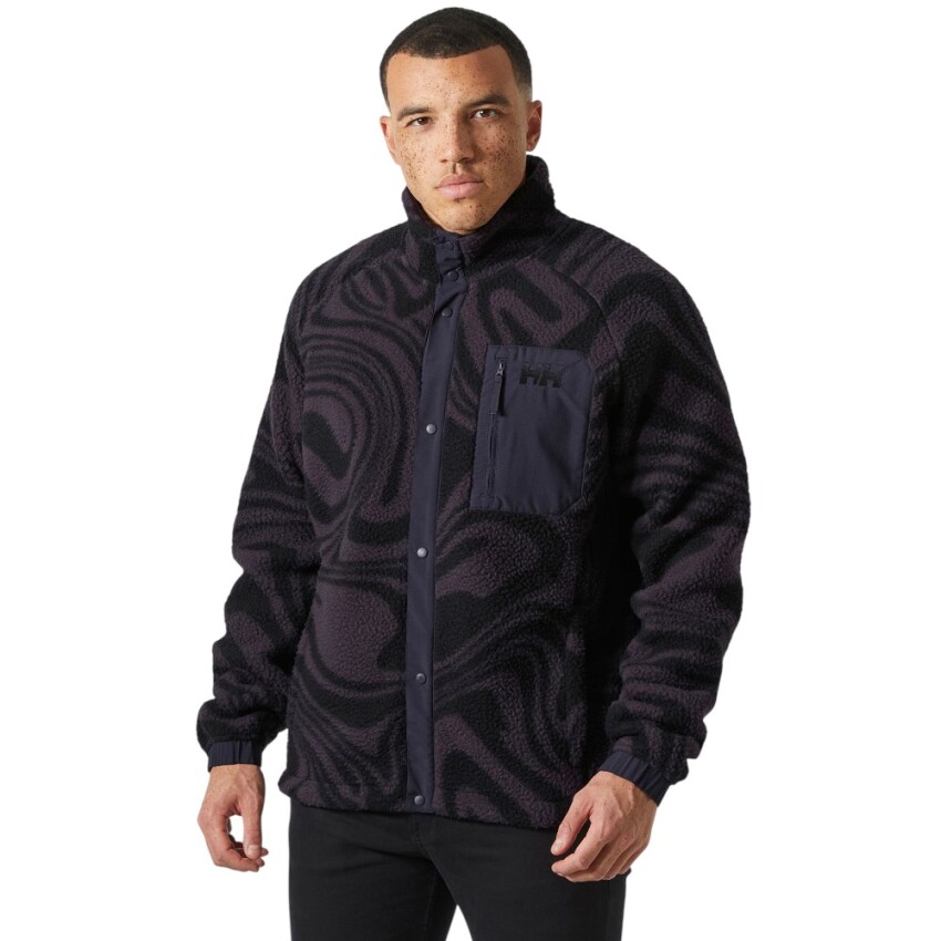 Helly Hansen Panorama Printed Pile Snap Siyah Erkek Polar - 1