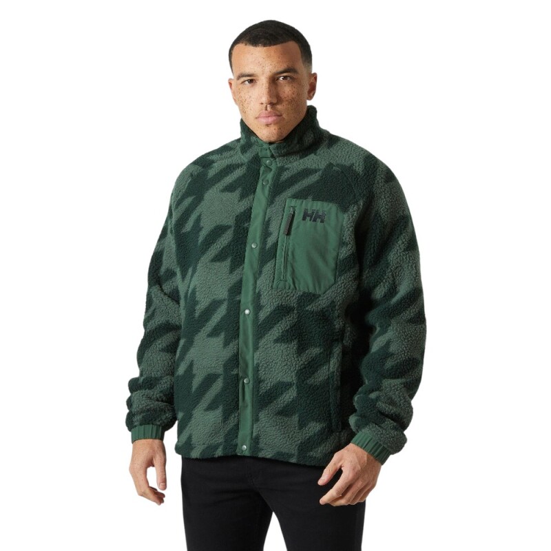 Helly Hansen Panorama Printed Pile Snap Yeşil Erkek Polar - Helly Hansen