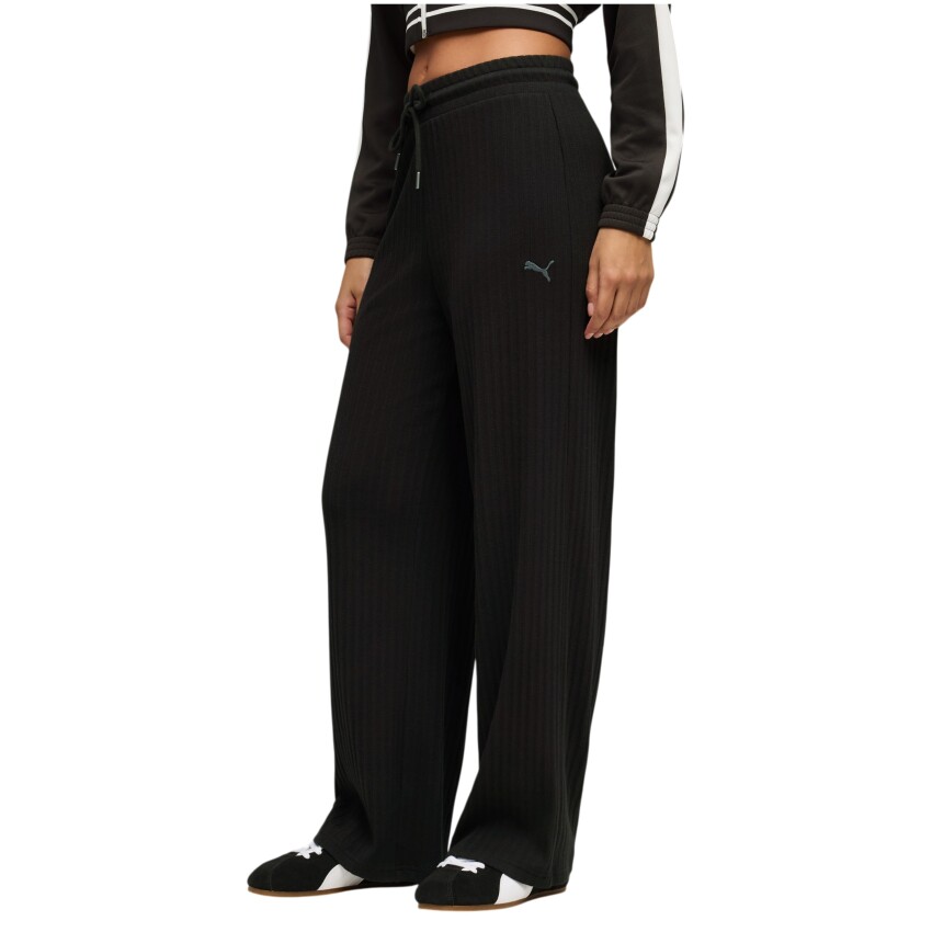 Puma Her Comfort High-Waist Wide Siyah Kadın Eşofman Altı - 1