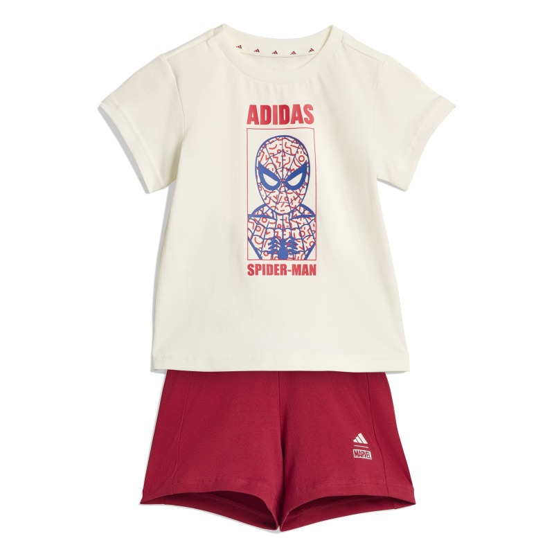 Adidas Marvel Spiderman Beyaz Çocuk Şort Tshirt Takım - Adidas
