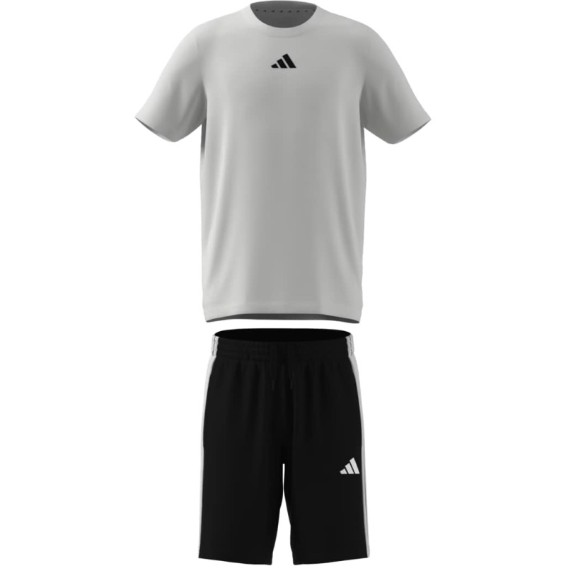 Adidas Train Essentials 3-Stripes Beyaz Çocuk Şort Tshirt Takım - 3