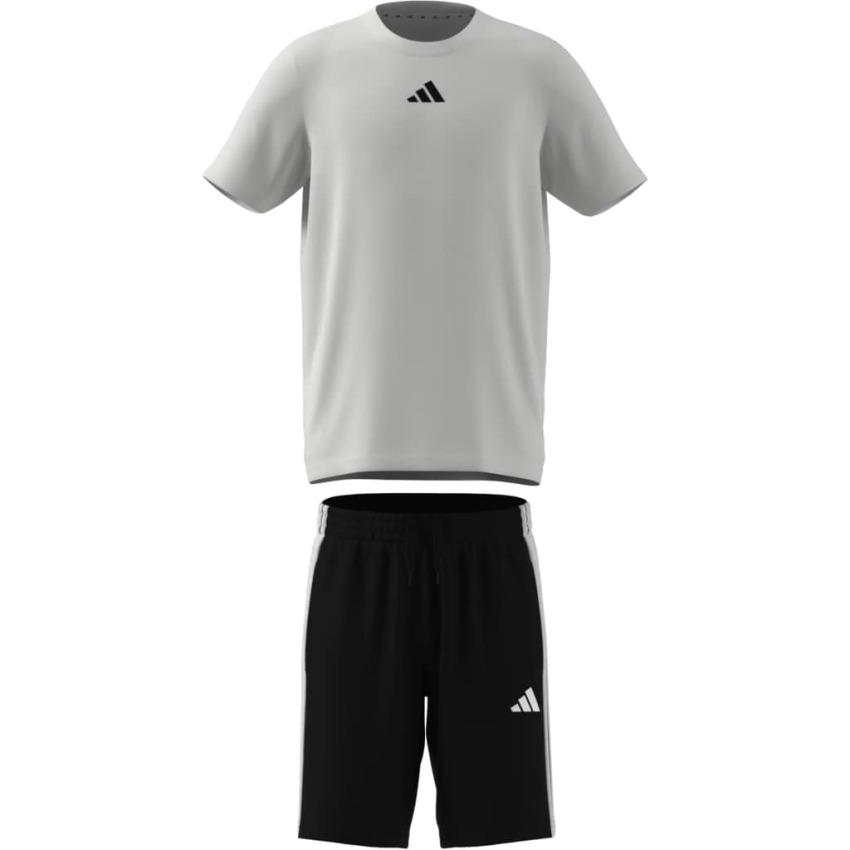 Adidas Train Essentials 3-Stripes Beyaz Çocuk Şort Tshirt Takım - 3