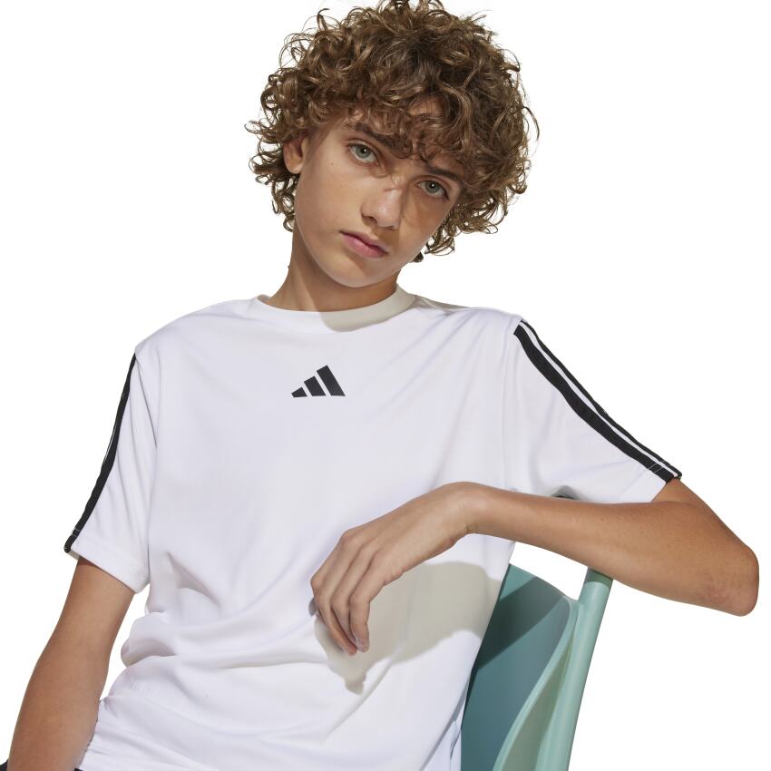 Adidas Train Essentials 3-Stripes Beyaz Çocuk Tshirt - 11