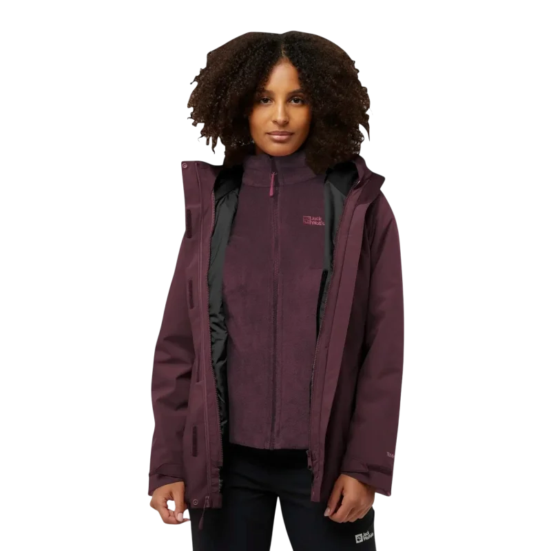 Jack Wolfskin Rotwand 3IN1 Bordo Kadın Mont 