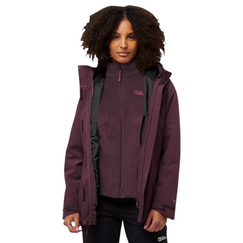 Jack Wolfskin Rotwand 3IN1 Bordo Kadın Mont - 1