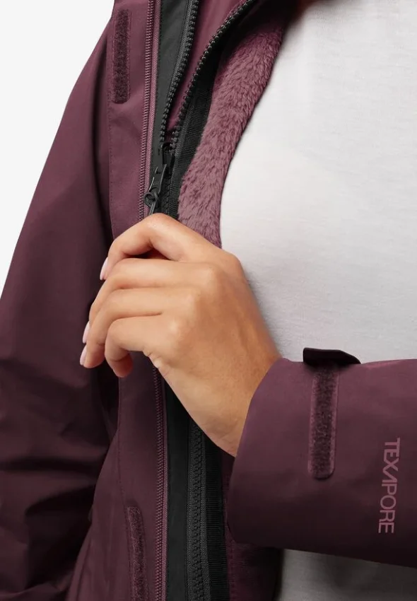Jack Wolfskin Rotwand 3IN1 Bordo Kadın Mont - 5