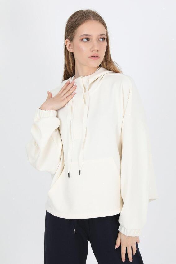 John Frank JOHN FRANK WOMAN SPORTS&LOUNGEWEAR CHIC SWEATSHIRT EKRU Kadın Sweatshirt WJFHST03-8 - 2