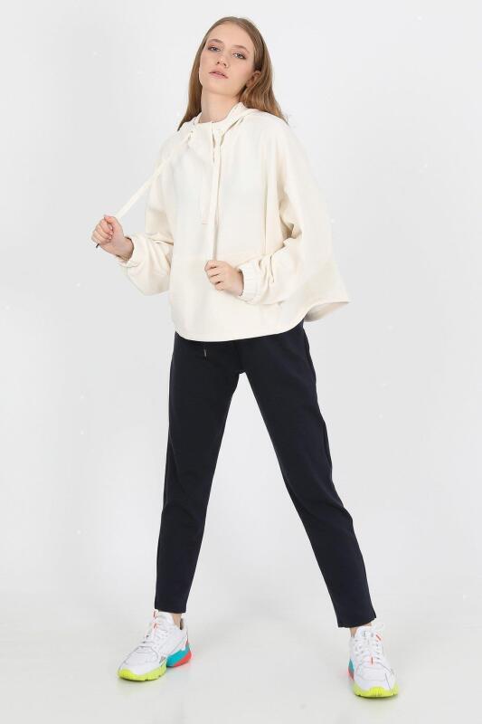 John Frank JOHN FRANK WOMAN SPORTS&LOUNGEWEAR CHIC SWEATSHIRT EKRU Kadın Sweatshirt WJFHST03-8 - 4