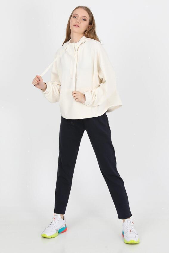 John Frank JOHN FRANK WOMAN SPORTS&LOUNGEWEAR CHIC SWEATSHIRT EKRU Kadın Sweatshirt WJFHST03-8 - 4