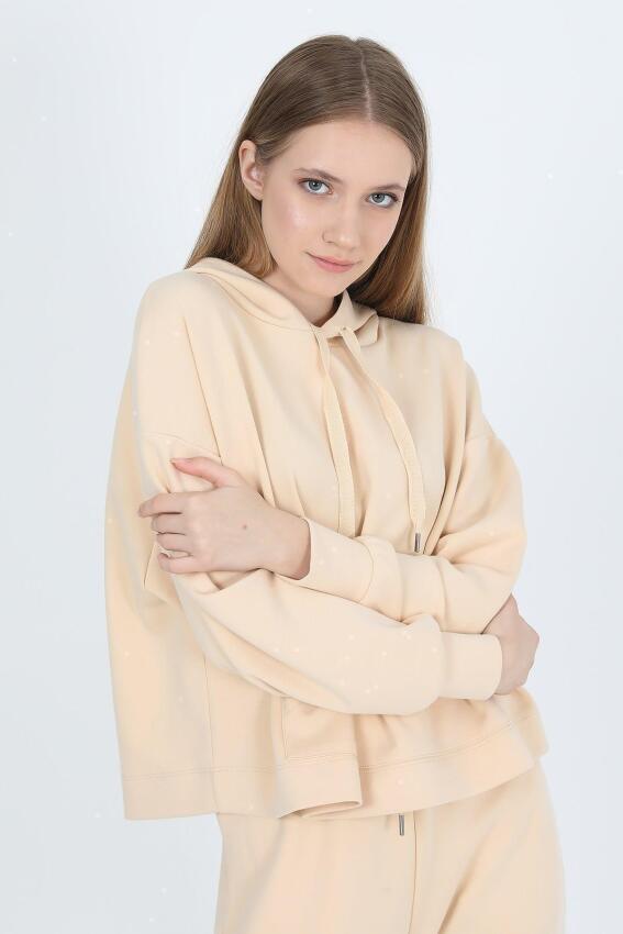 John Frank JOHN FRANK WOMAN SPORTS&LOUNGEWEAR SWEATSHIRT Bej Kadın Sweatshirt WJFHST02-COMFY-032 - 5